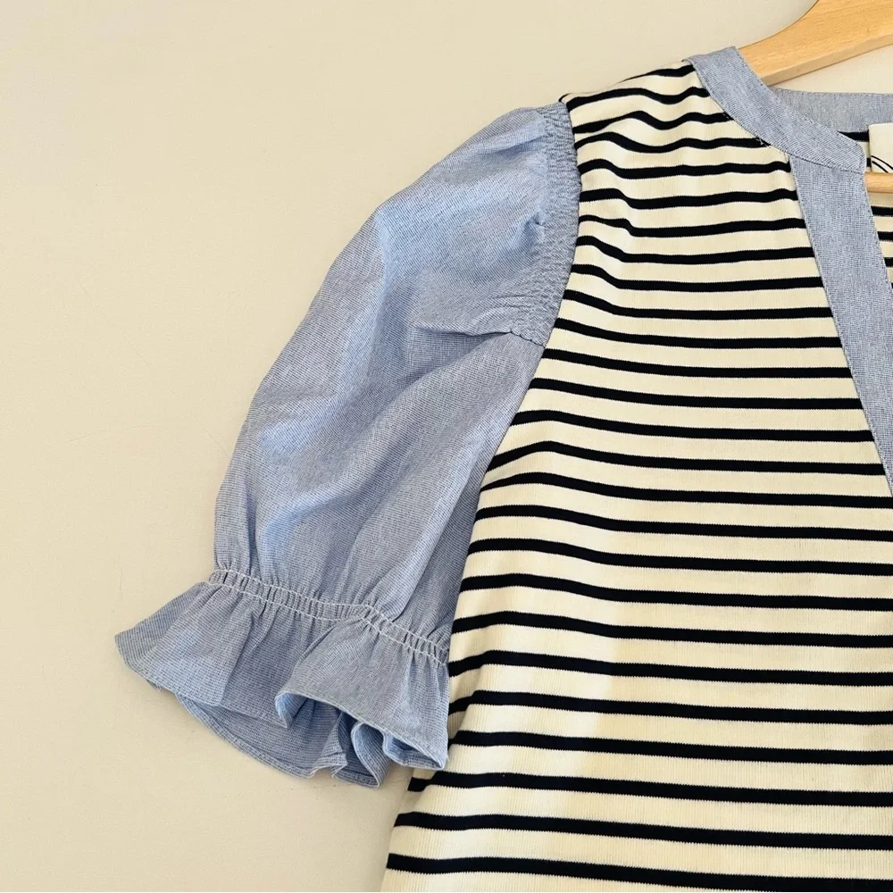 NWOT Tuckernuck POMANDER PLACE Navy Stripe Livia Puff Sleeve Top Size: Large - Picture 6 of 14